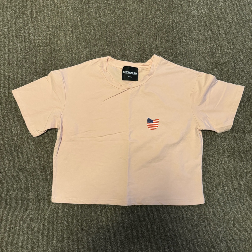Kittenish Americana Pale Pink Cropped Tee